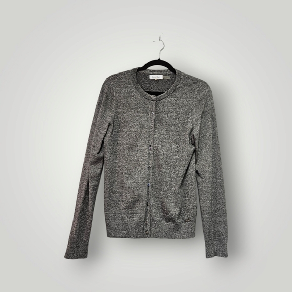 Calvin Klein Top Womens M Cardigan Sweater Long Sleeves Crewneck‎ - Picture 1 of 8